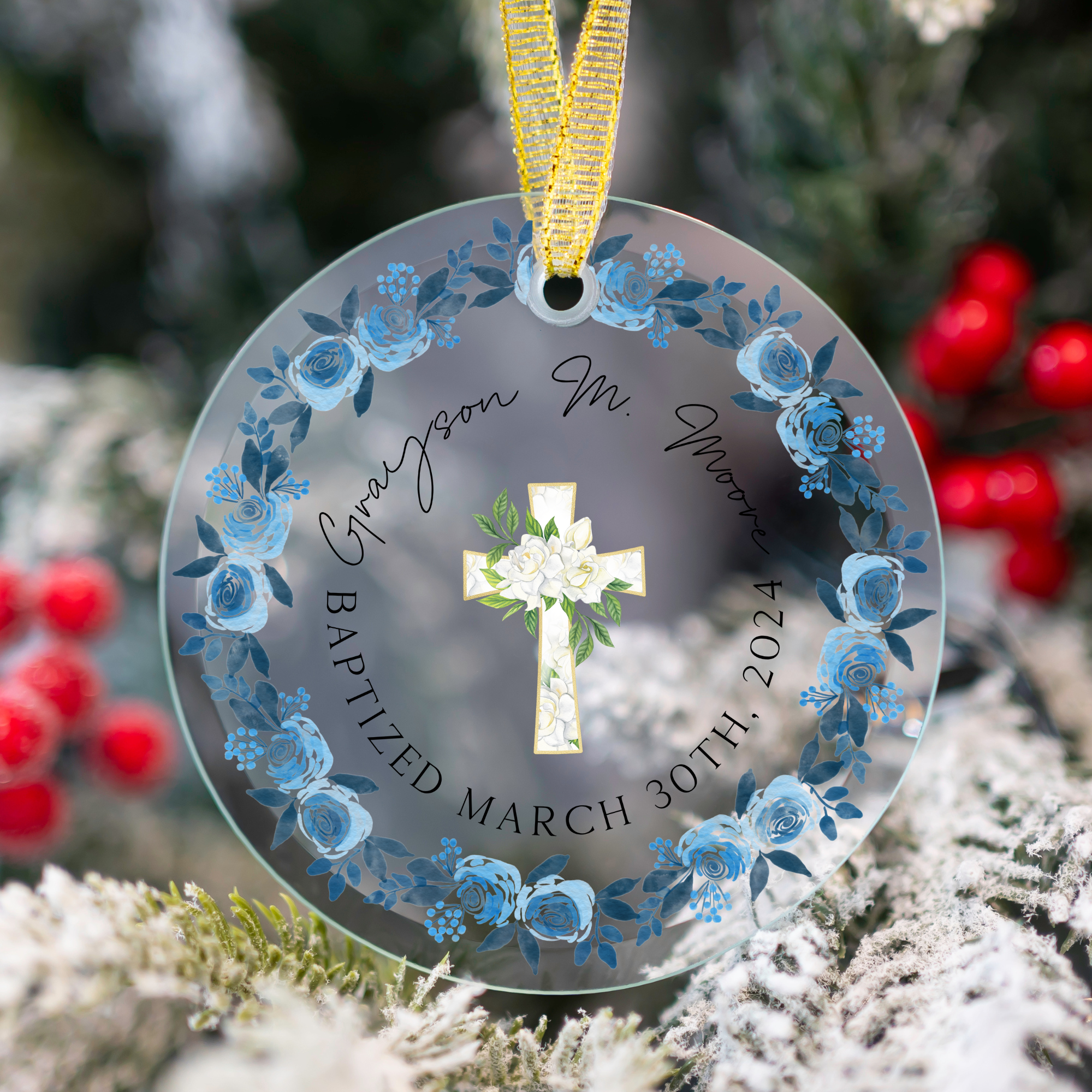 Baptized Custom Ornament Printify