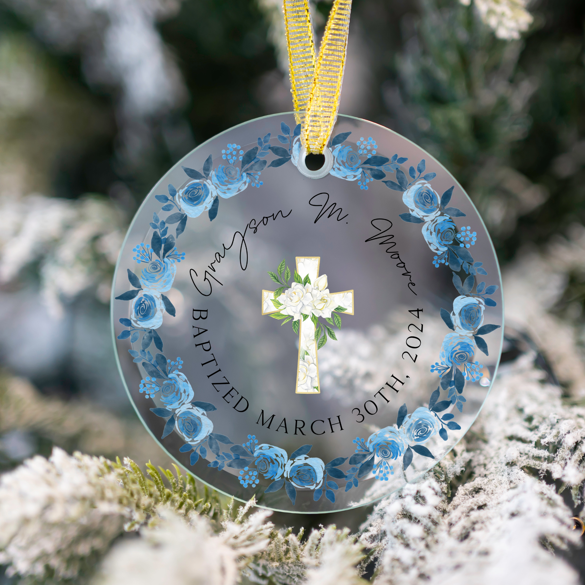 Baptized Custom Ornament Printify