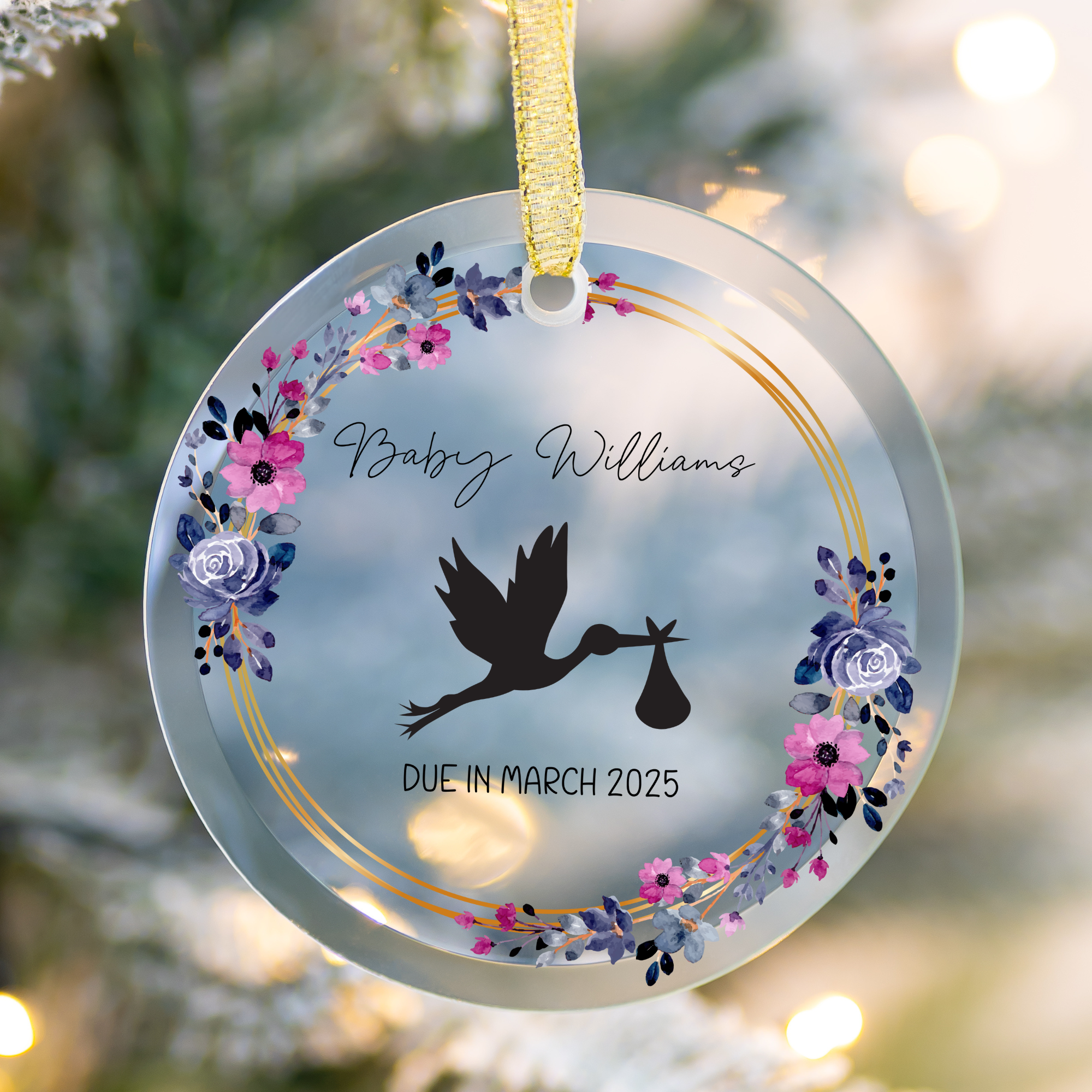 Custom Baby Name Ornament Pregnancy Announcement Printify