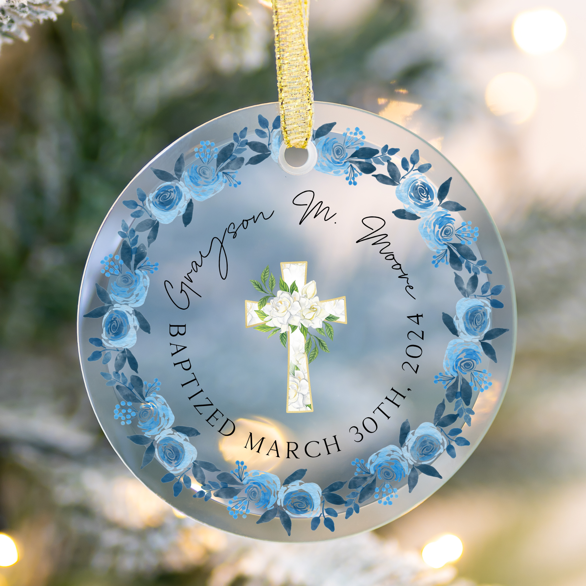 Baptized Custom Ornament Printify