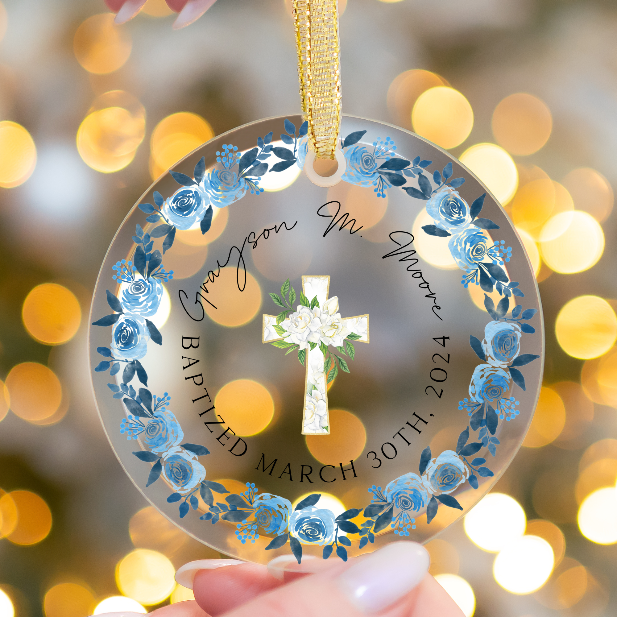 Baptized Custom Ornament Printify