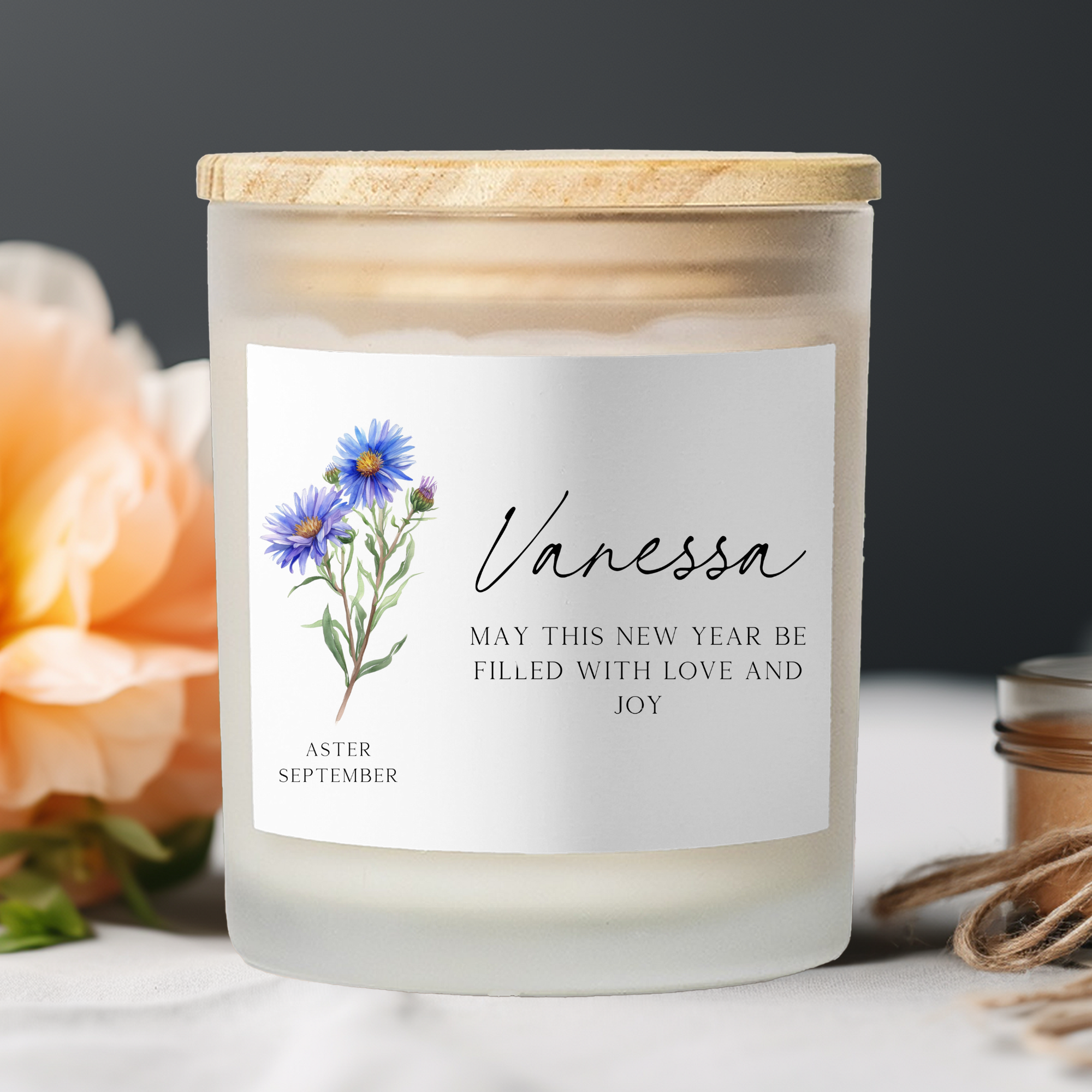 Custom Name Birth Flower Candle Clearly Baguette