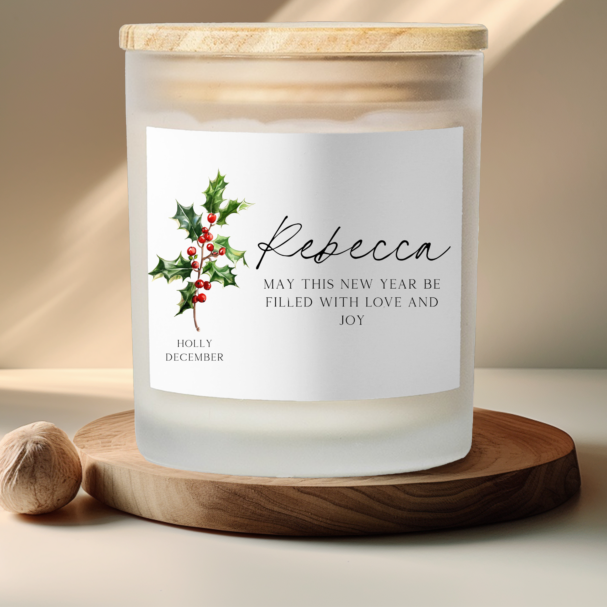 Custom Name Birth Flower Candle Clearly Baguette