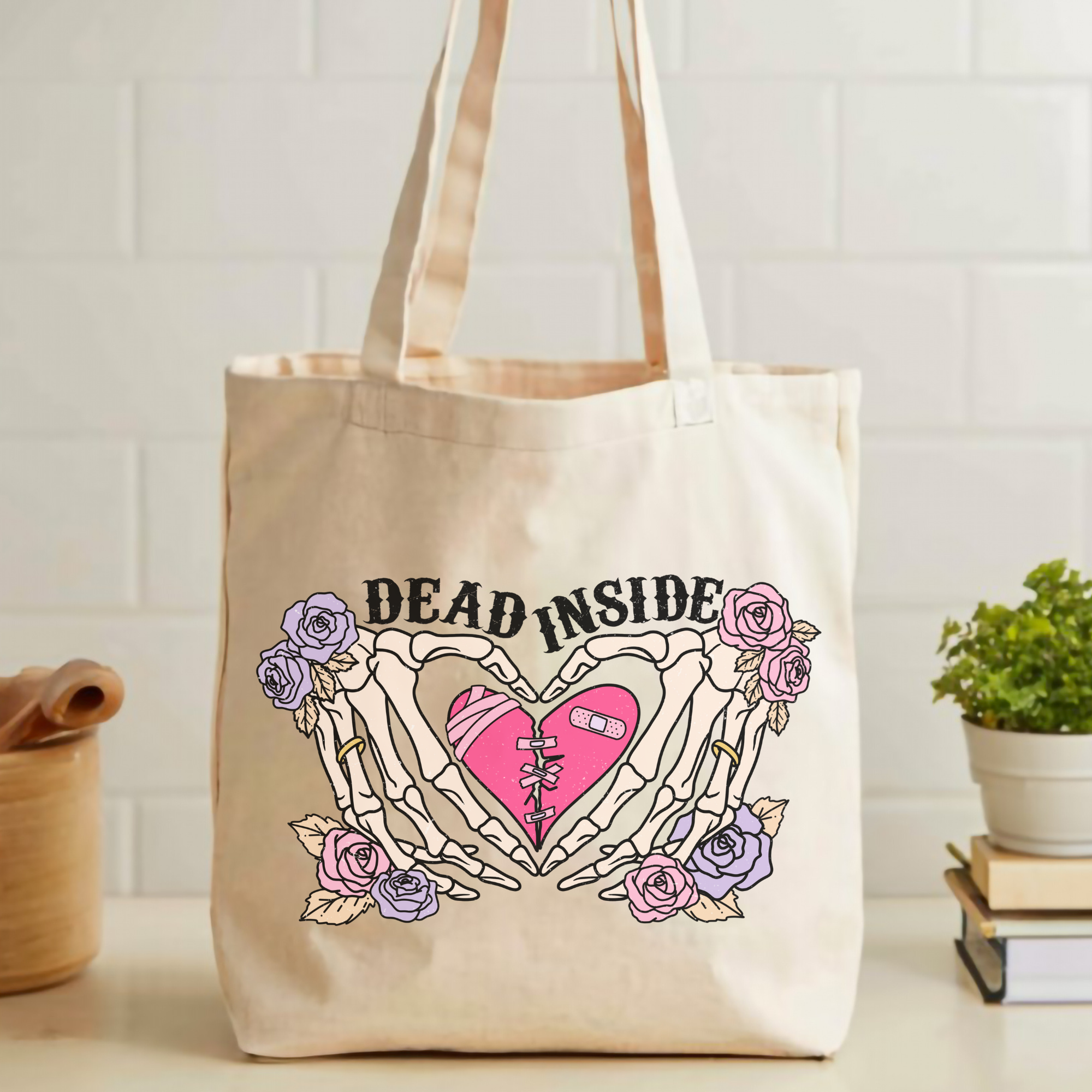 Dead Inside Tote Bag Printify