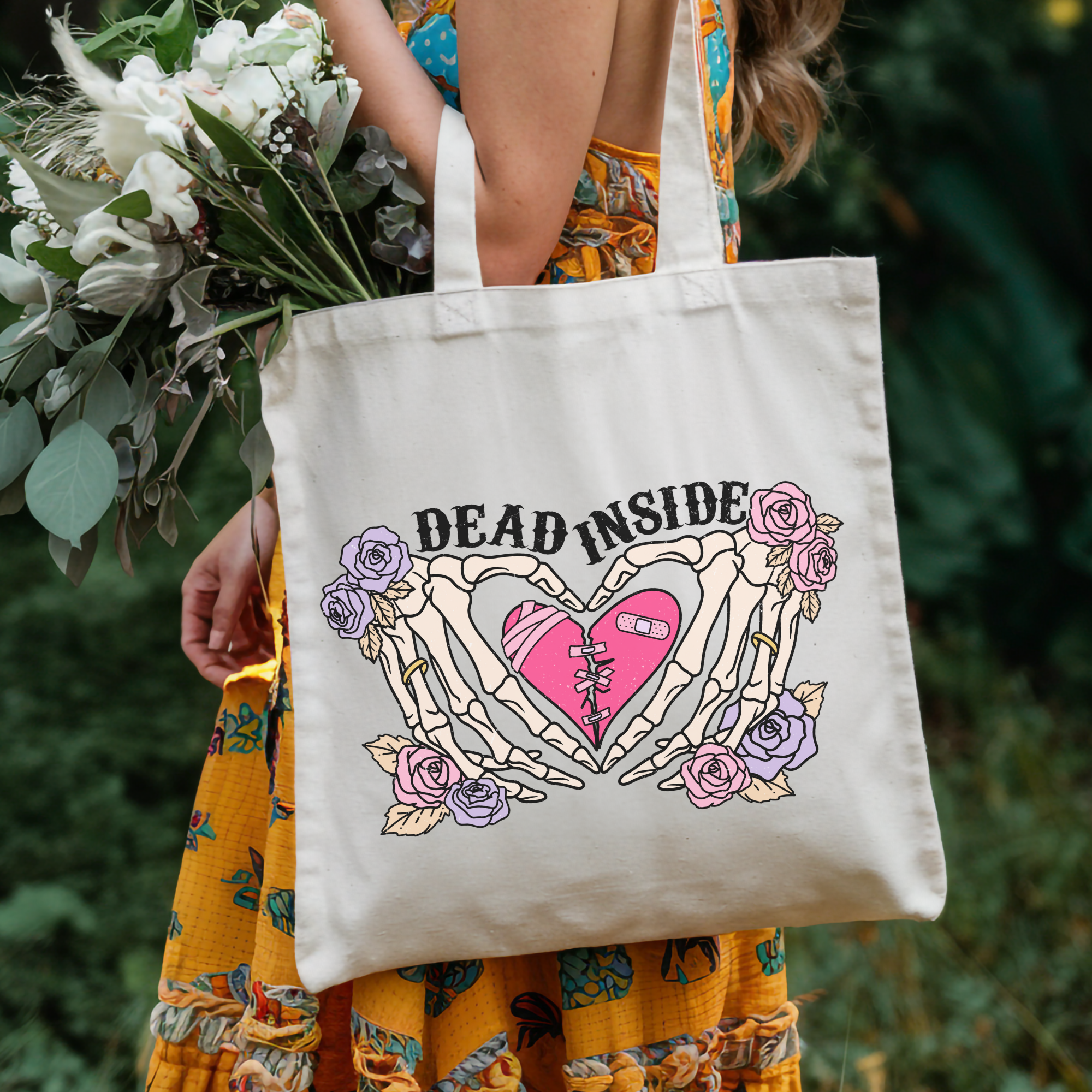 Dead Inside Tote Bag Printify