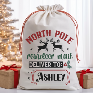 North Pole Reindeer Mail Santa Bag Printify