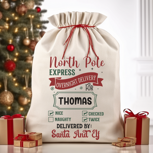 North Pole Express Santa Bag Printify