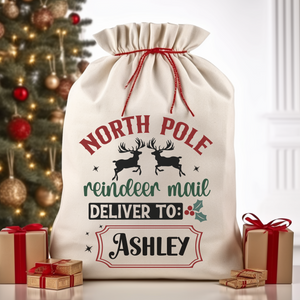 North Pole Reindeer Mail Santa Bag Printify