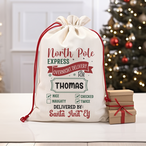 North Pole Express Santa Bag Printify