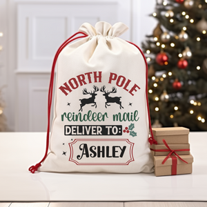 North Pole Reindeer Mail Santa Bag Printify