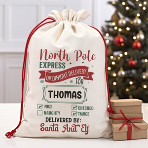 North Pole Express Santa Bag Printify