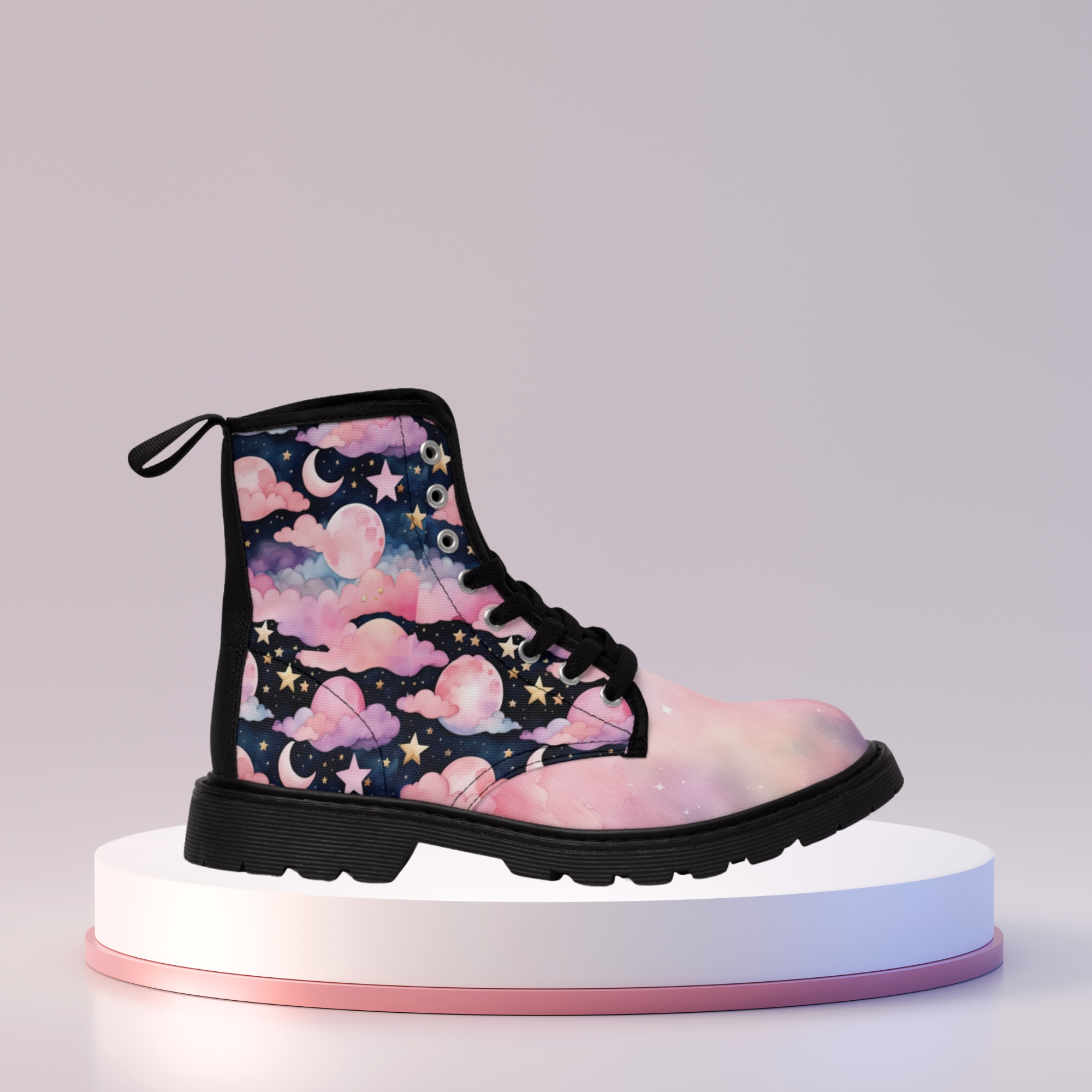 Starry Night Pastel Sky Boots Printify