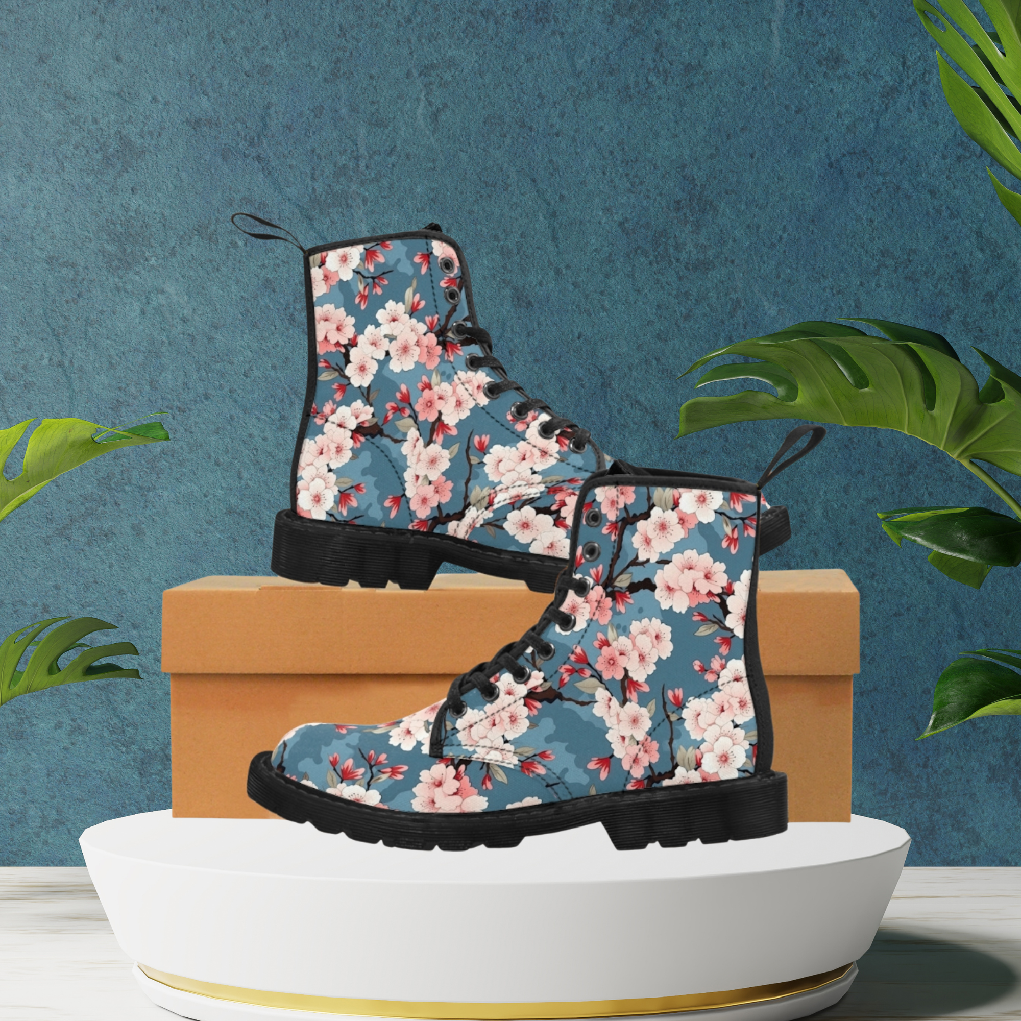 Japanese Flowers Boots Printify