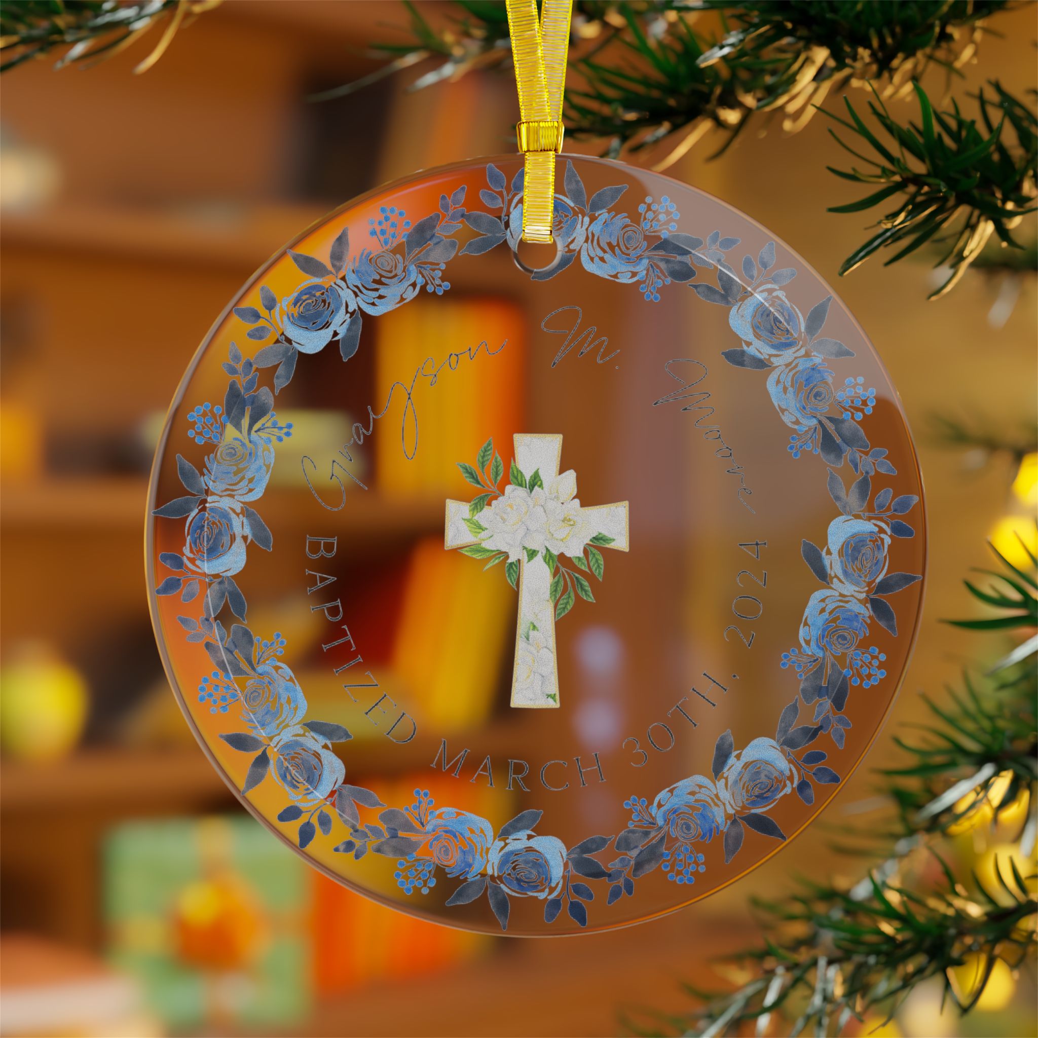 Baptized Custom Ornament Printify