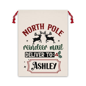 North Pole Reindeer Mail Santa Bag Printify