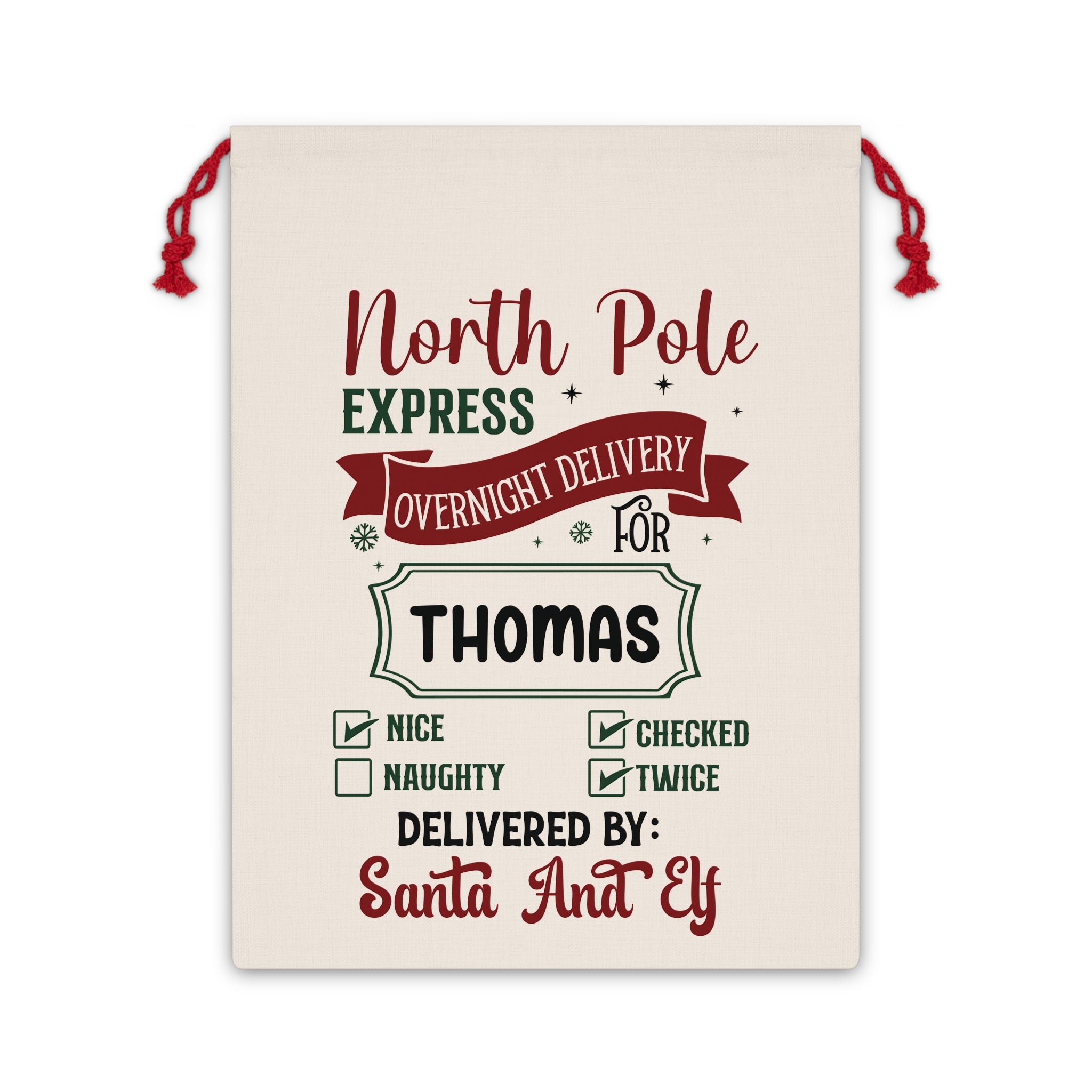 North Pole Express Santa Bag Printify