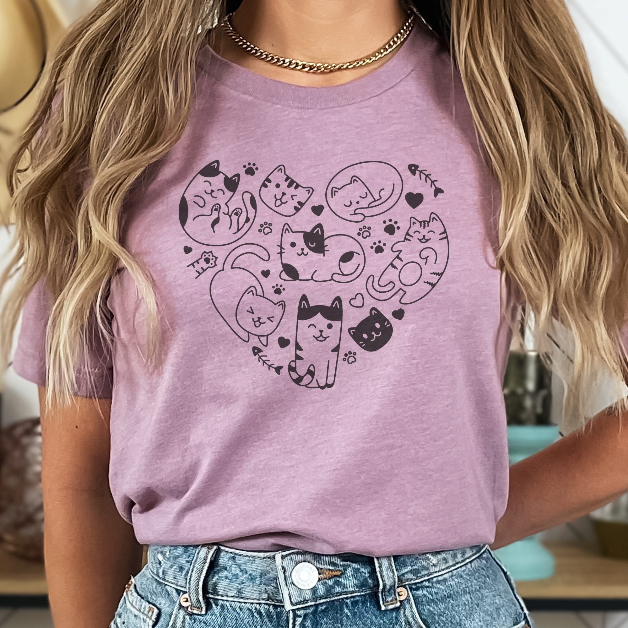 Cat Heart Doodle Printify