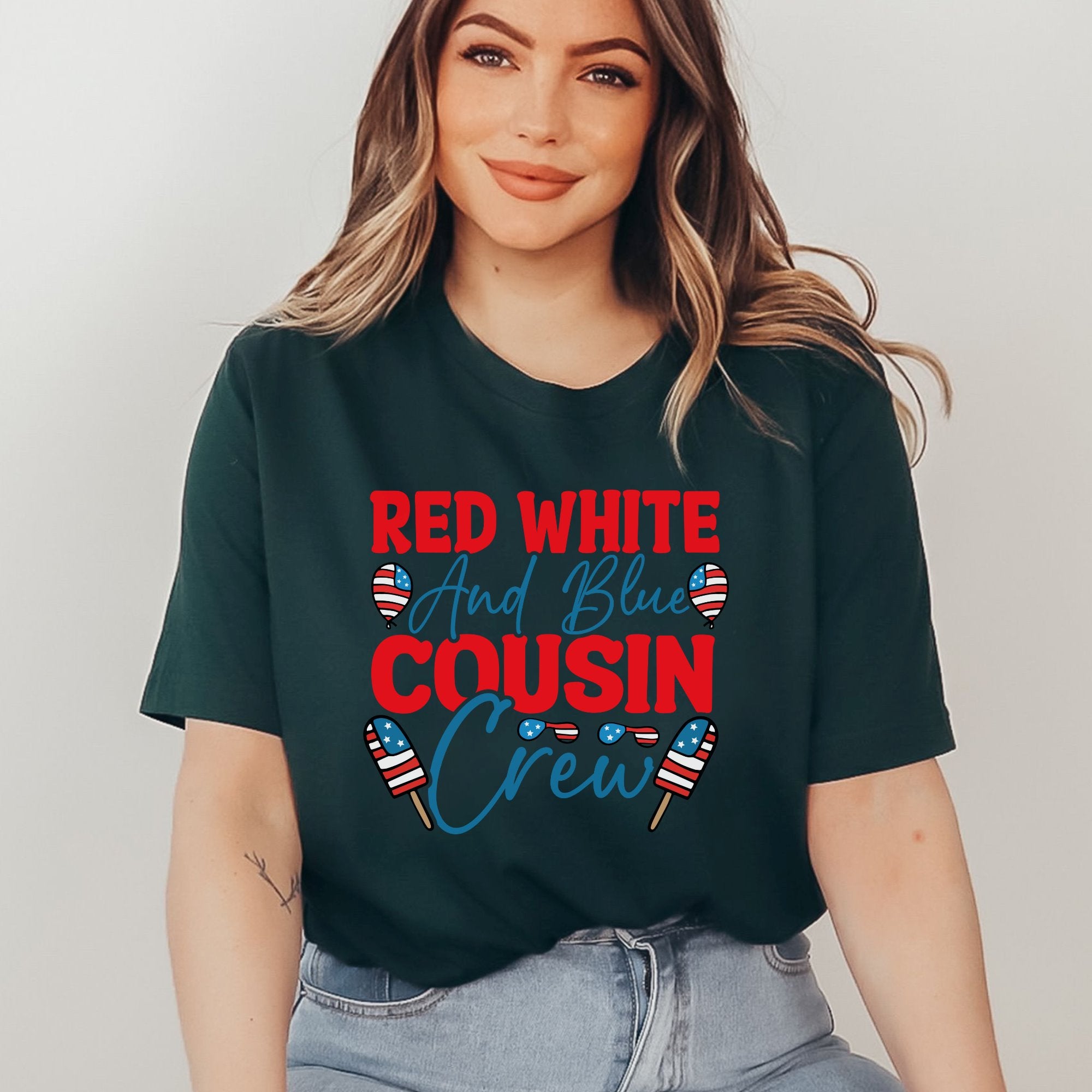 Red, White and blue Cousin Crew Printify