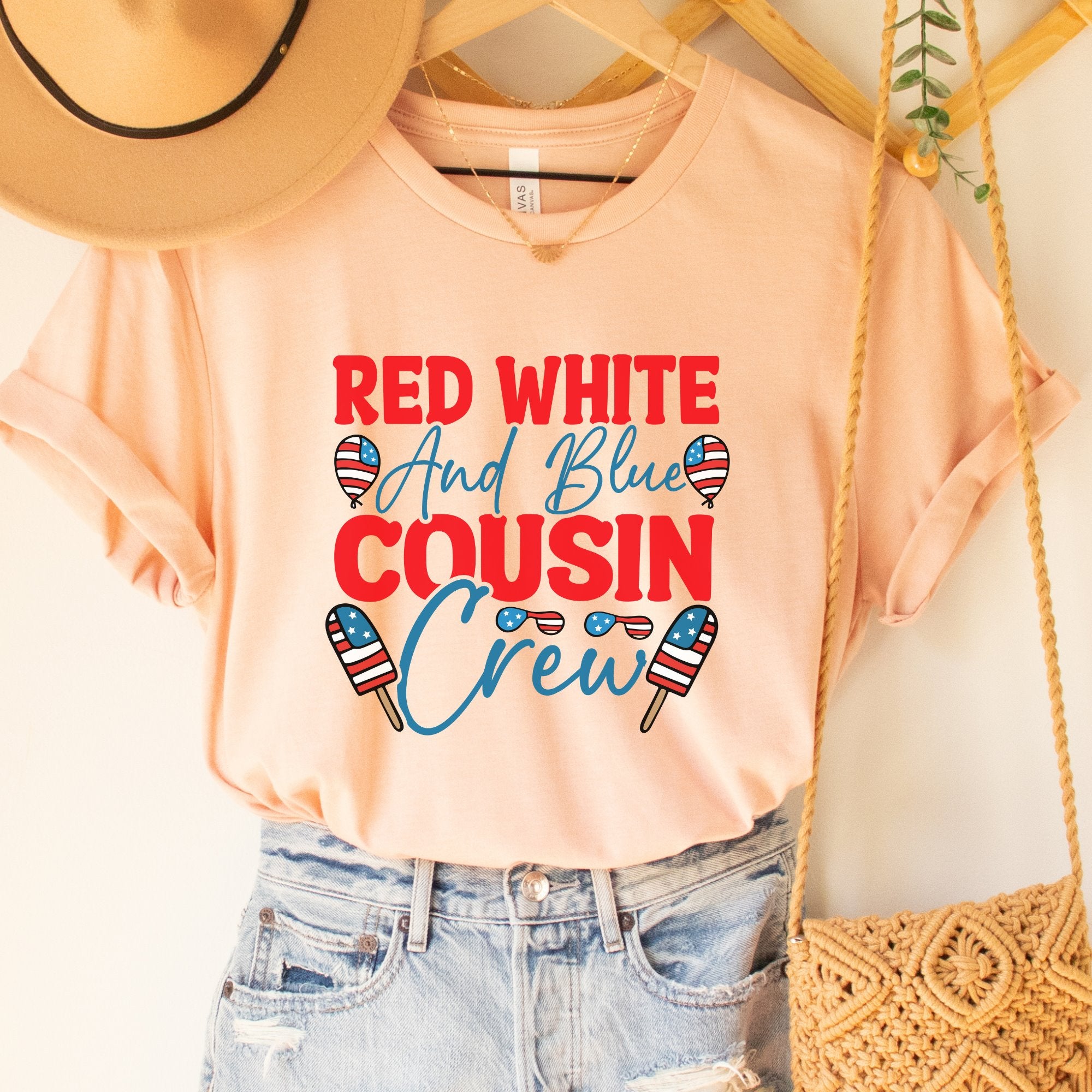 Red, White and blue Cousin Crew Printify