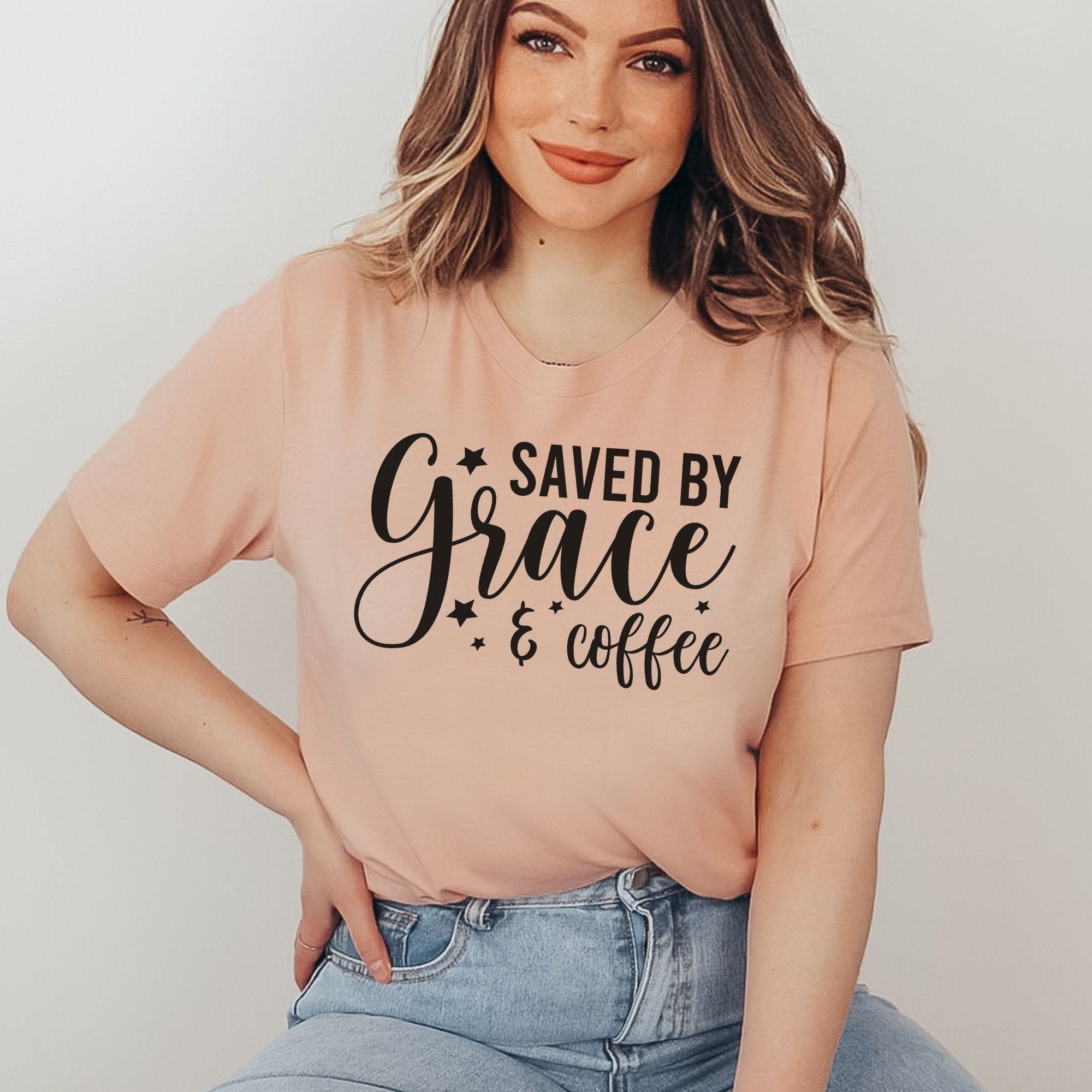 Saved by Grace and Coffee Printify