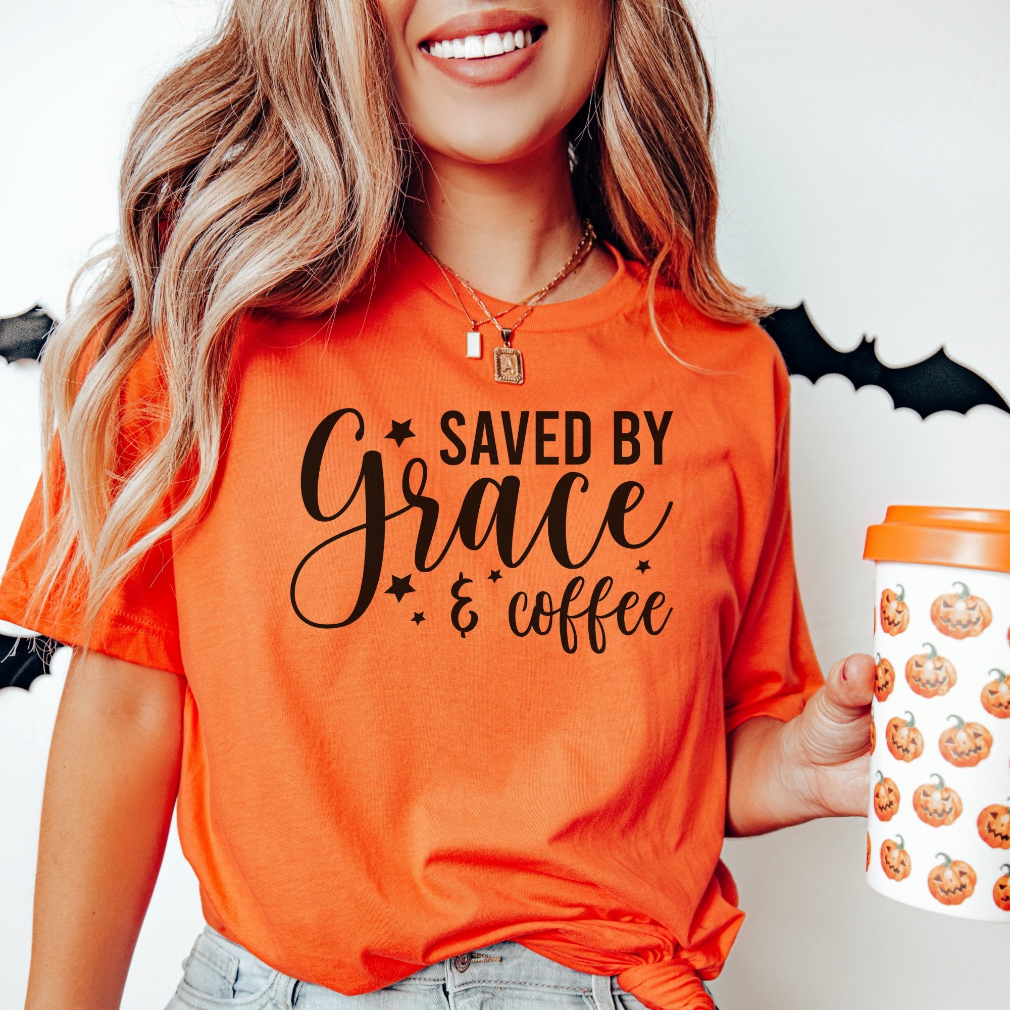 Saved by Grace and Coffee Printify