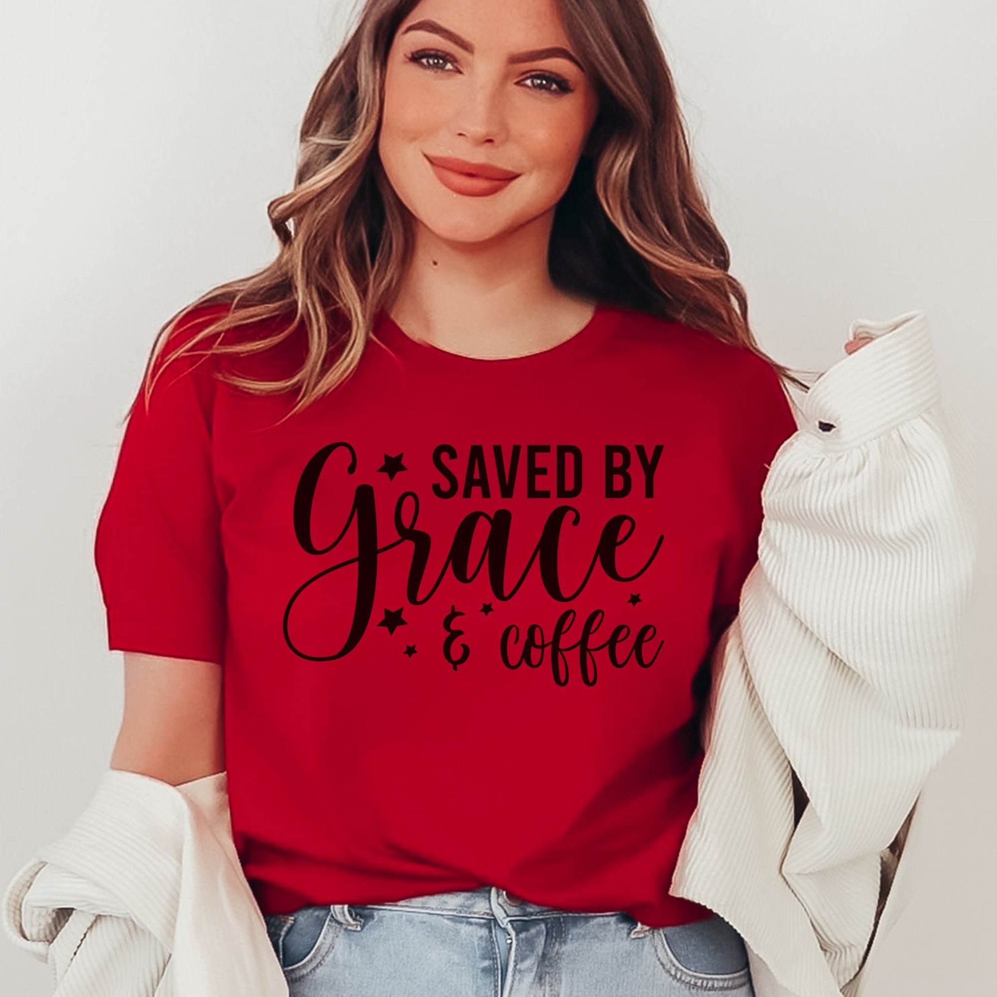 Saved by Grace and Coffee Printify