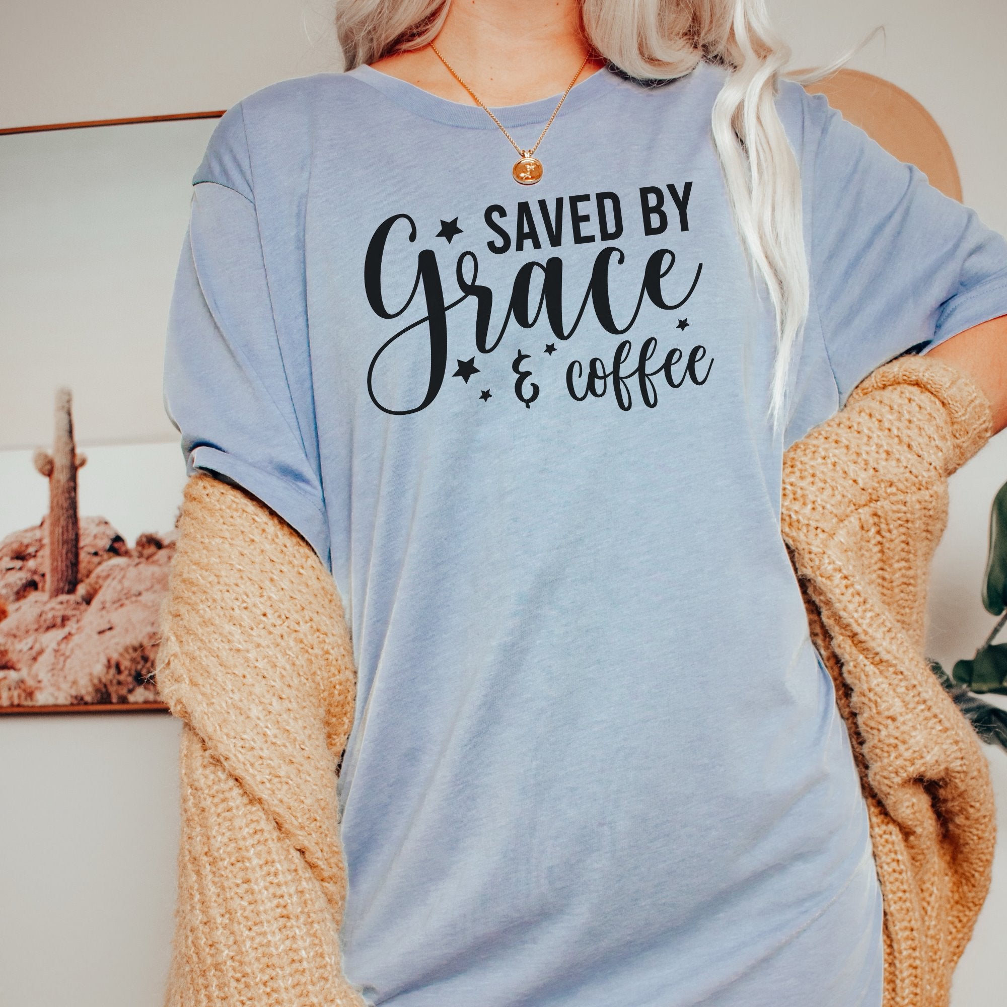 Saved by Grace and Coffee Printify