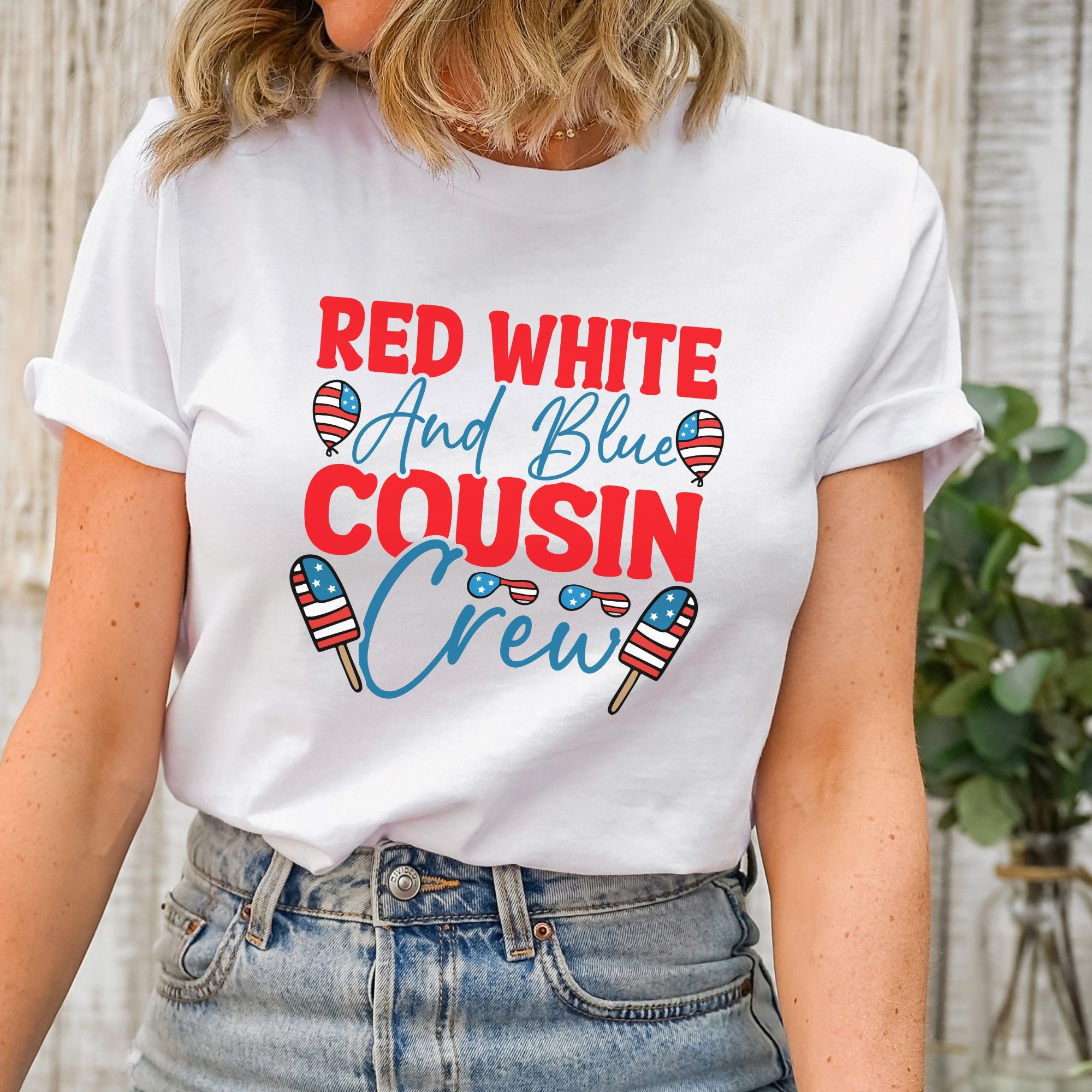 Red, White and blue Cousin Crew Printify