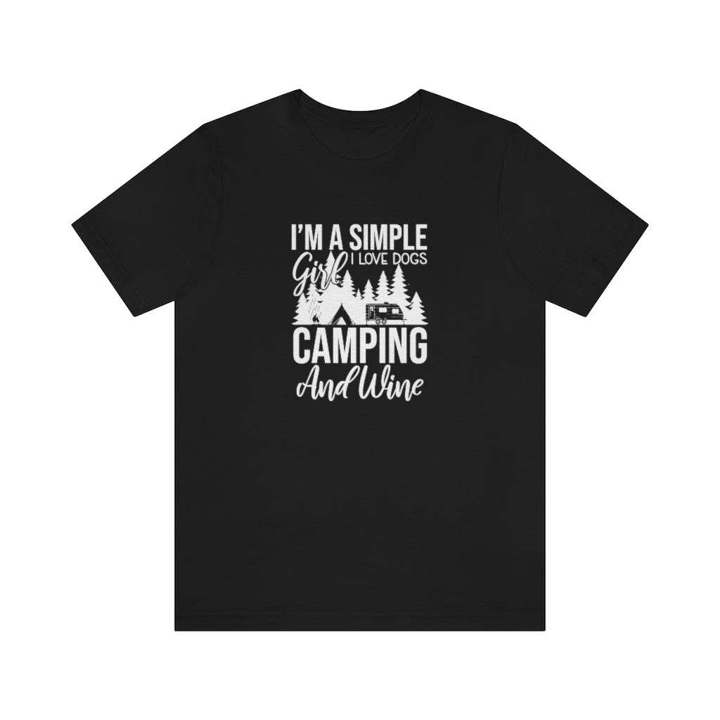 I'm a simple girl, I love dogs, camping and wine Printify