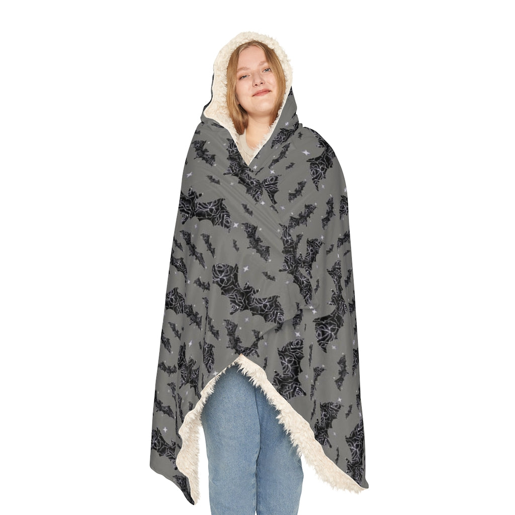 All over Print Snuggle Hooded Blanket Halloween Bats Printify