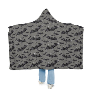 All over Print Snuggle Hooded Blanket Halloween Bats Printify