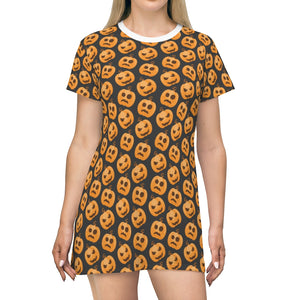 Halloween Pumpkin Shirt Dress Printify