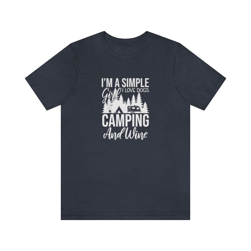 I'm a simple girl, I love dogs, camping and wine Printify