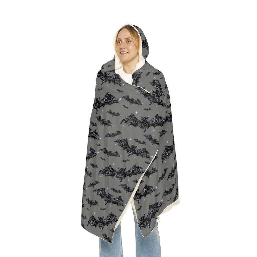 All over Print Snuggle Hooded Blanket Halloween Bats Printify