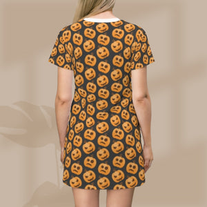 Halloween Pumpkin Shirt Dress Printify