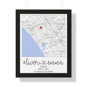 Engaged Map and Date Printify