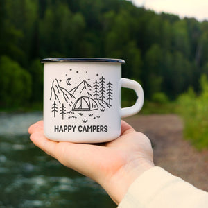 Happy Campers Enamel Mug Printify