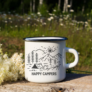 Happy Campers Enamel Mug Printify