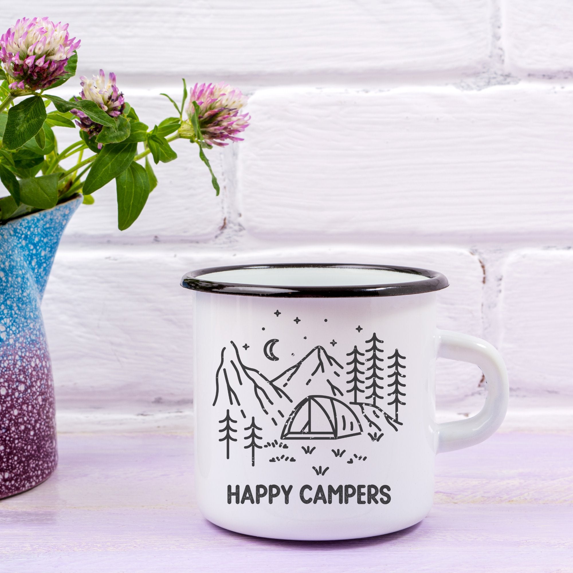 Happy Campers Enamel Mug Printify