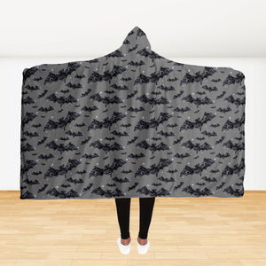 All over Print Snuggle Hooded Blanket Halloween Bats Printify