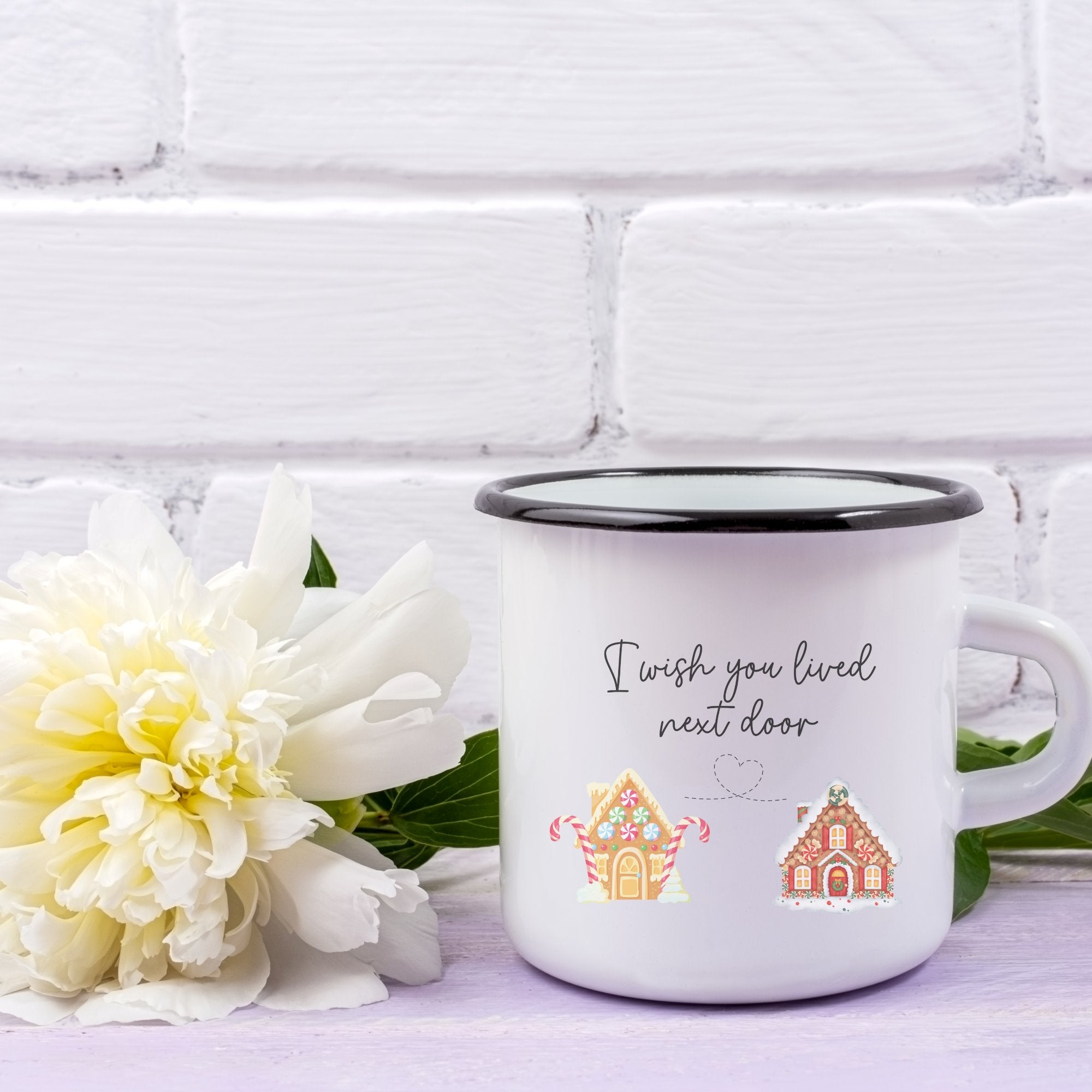 I wish you lived next door Enamel Mug Printify